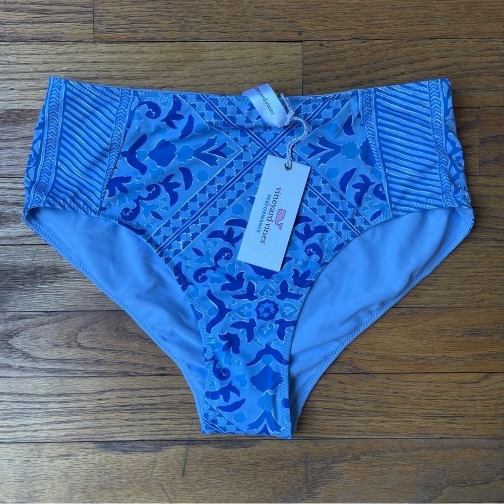 NEW Vineyard Vines Calm Water High Waist Scarf Print Bikini Bottom Small NWT